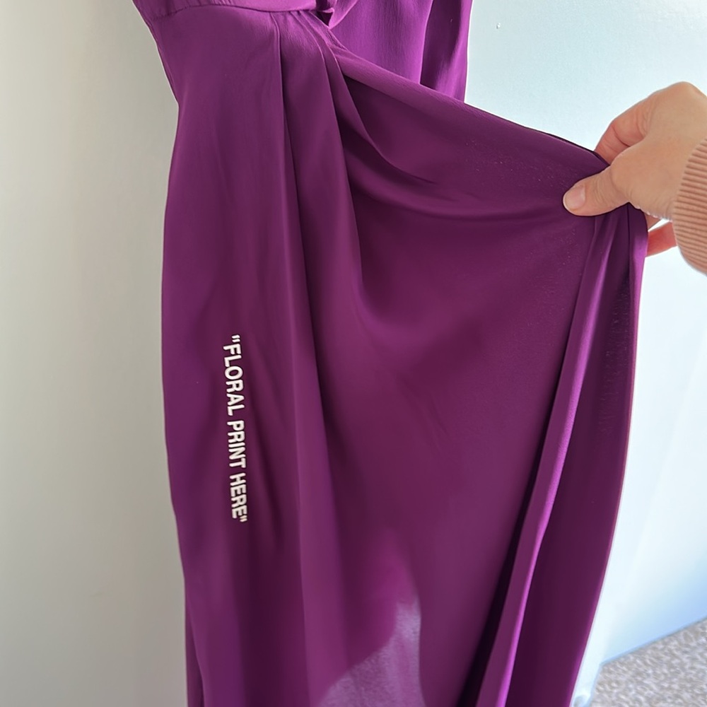 Off-White Purple “Floral Print Here” Asymmetrical Silk-blend Cocktail Dress - Picture 10 of 13